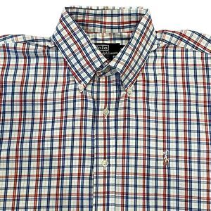 Polo Ralph Lauren Mens Shirt 16.5 Plaid Oxford Preppy Designer Button Down